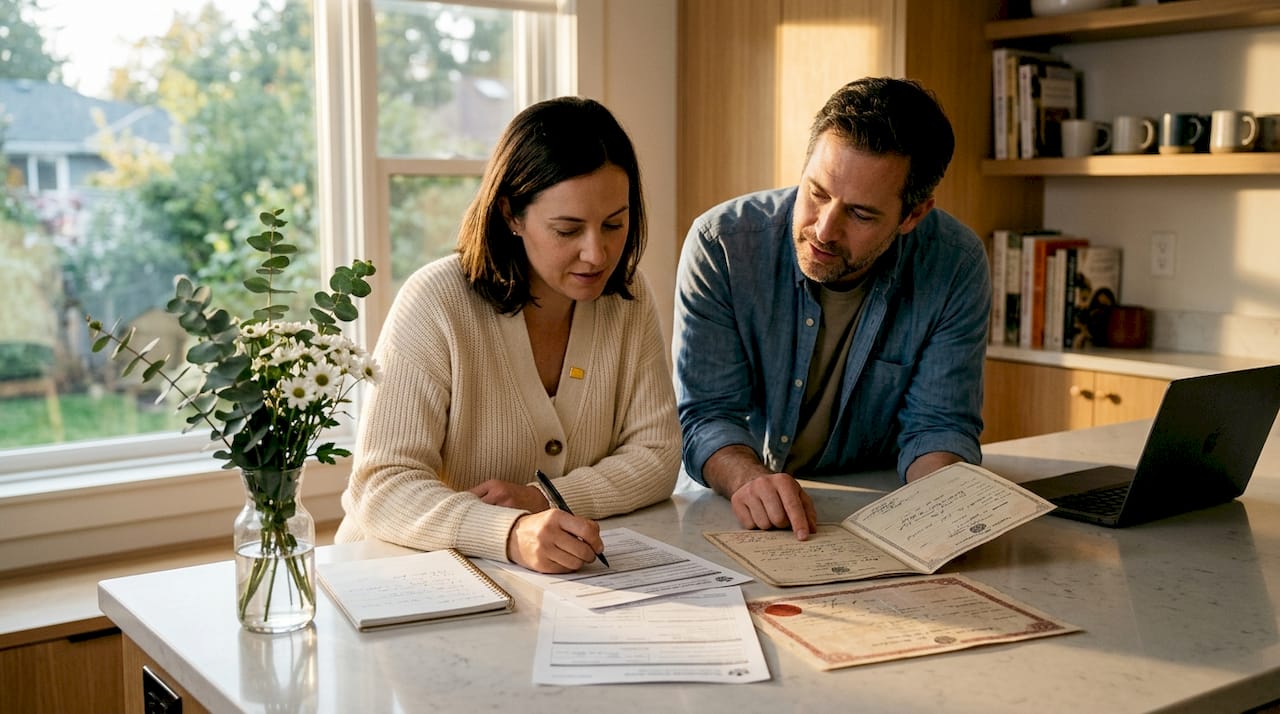 Parents reviewing dual citizenship documents
