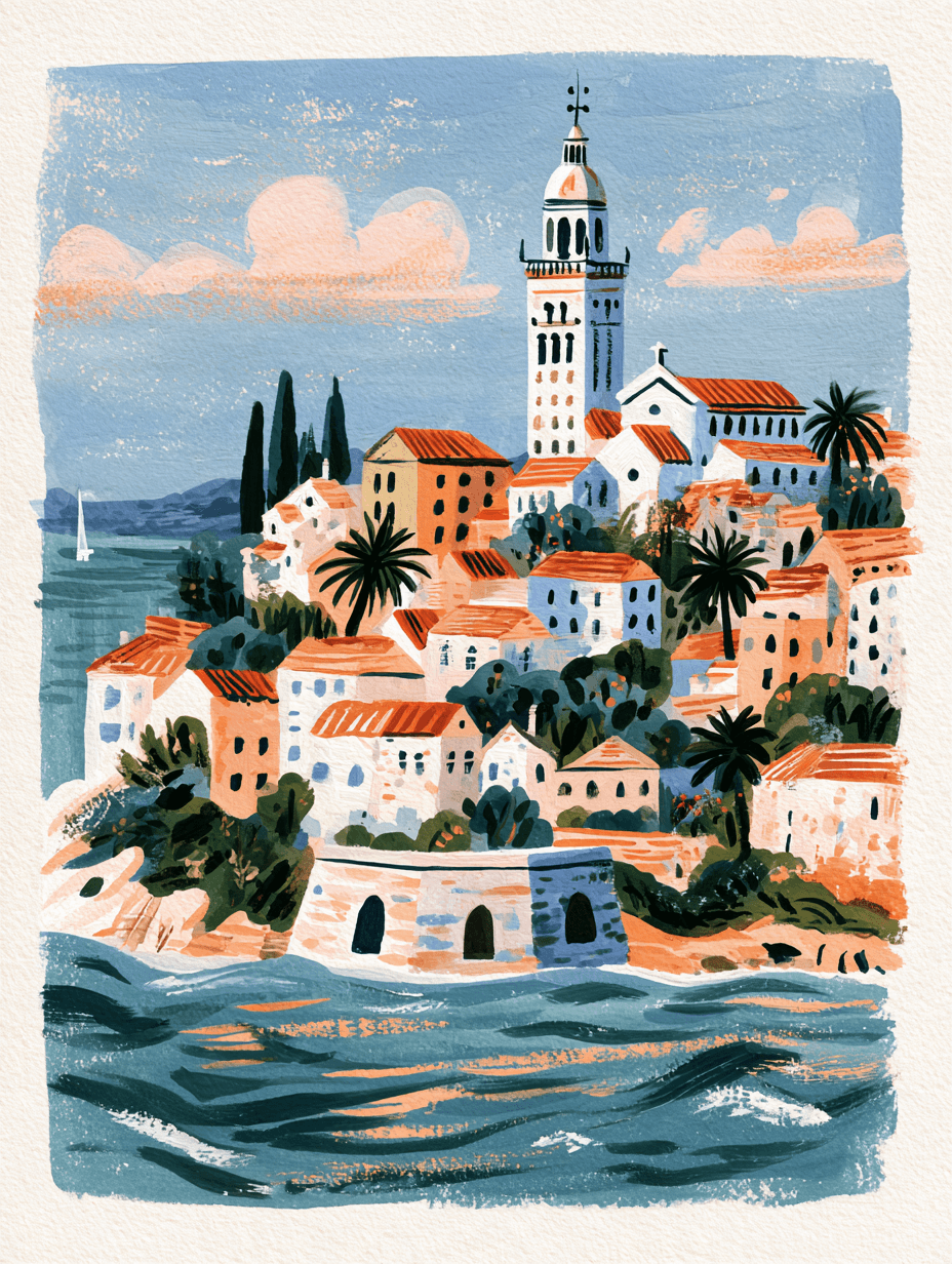 Croatian Adriatic hill town and bell tower, illustrating Croatian citizenship by descent